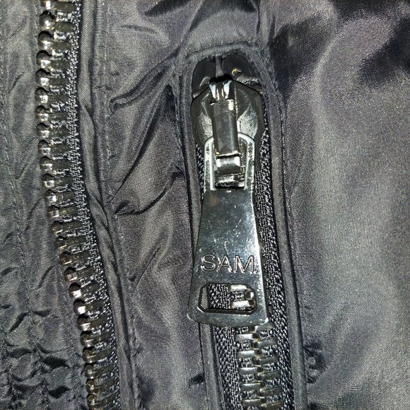 SAM. New York Black Down Puffer Jacket Coat with a fur trim hoodie - Picture 4 of 4